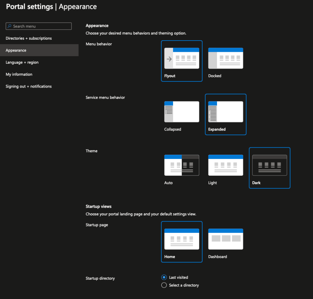 Azure Portal Settings Walkthrough